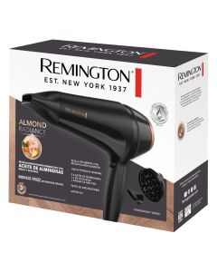 Secadora Remington Cer&aacute;mica Aceite Almendras Radiante 1900W Negro D12AA-110F