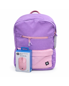 Kit HP Mochila Lila + Mouse Rosado 