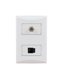 Toma telefónico y Cable Coaxial Blanco Toma telefónico y Cable Coaxial Blanco
